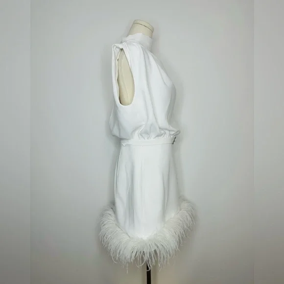 Amanda Uprichard Sullivan Feather-Trimmed Belted Minidress - Picture 8 of 14